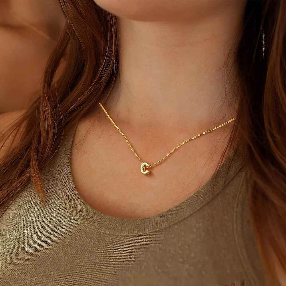 Dainty Mini Bubble Letter Necklace - RIYOVA Jewelry
