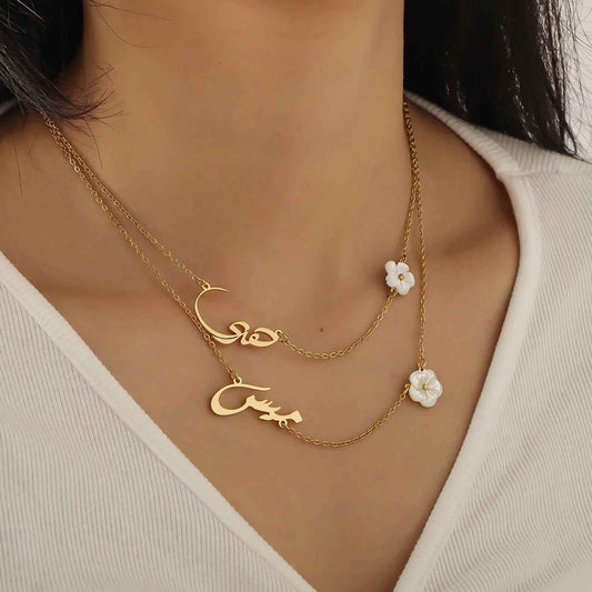 Customizable Mother of Pearl Flower Necklace - RIYOVA Jewelry
