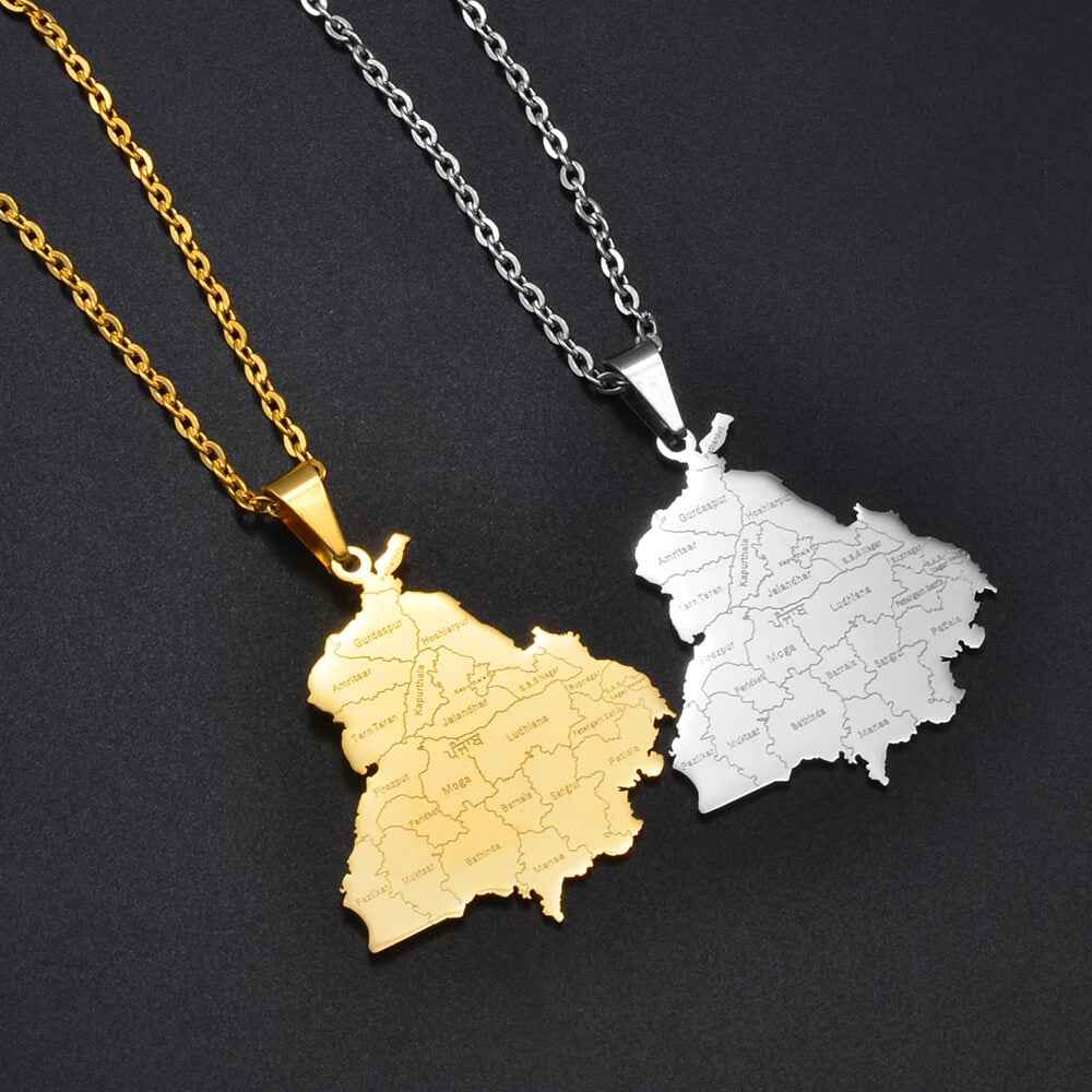 Punjab Map Pendant Necklace