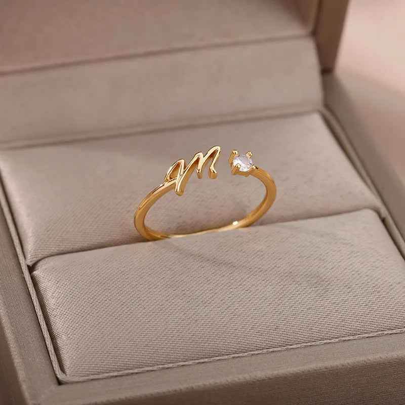 Carta A-Z Initial Rings - RIYOVA Jewelry