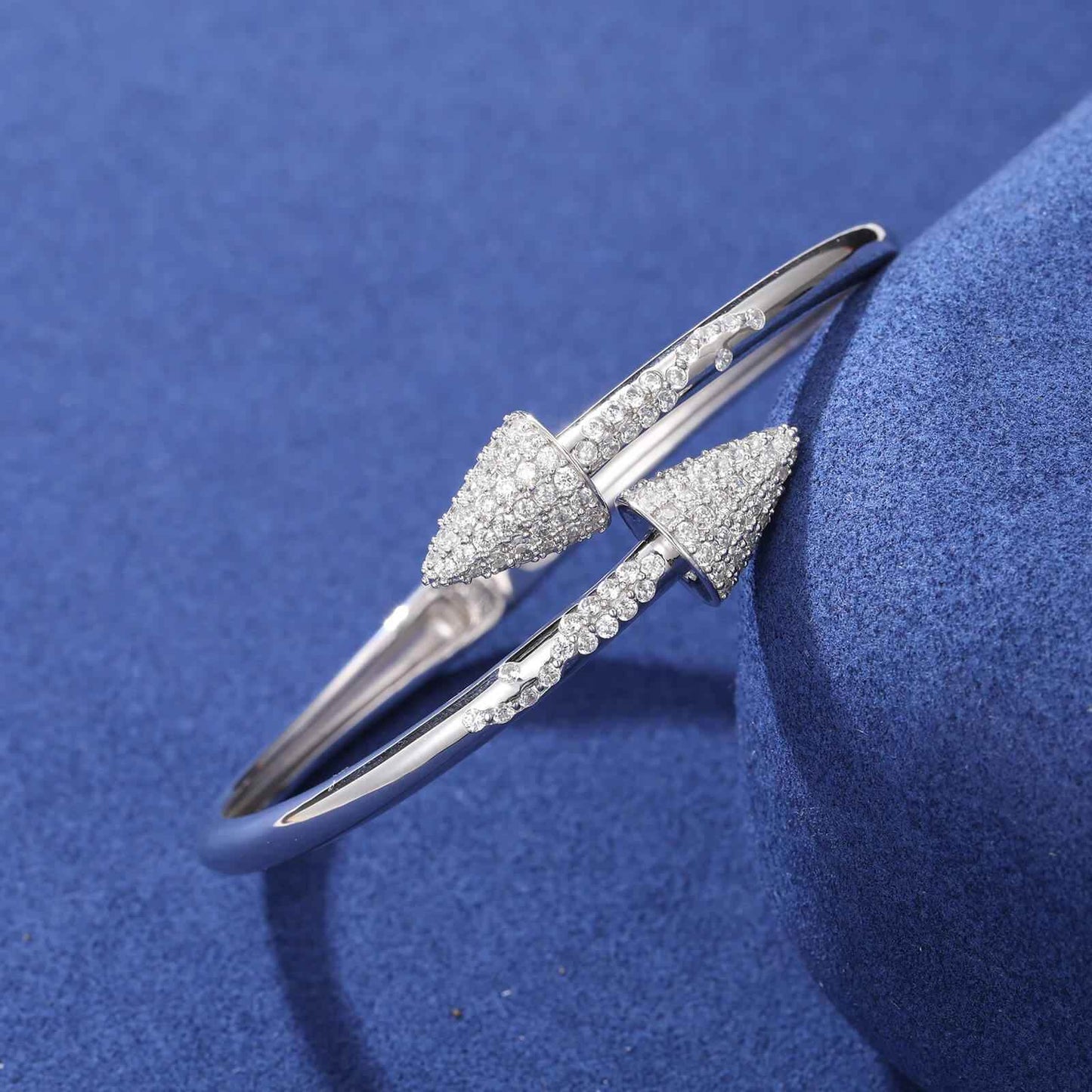 925 Iced Out Arrow Cuff Bracelet - RIYOVA Jewelry