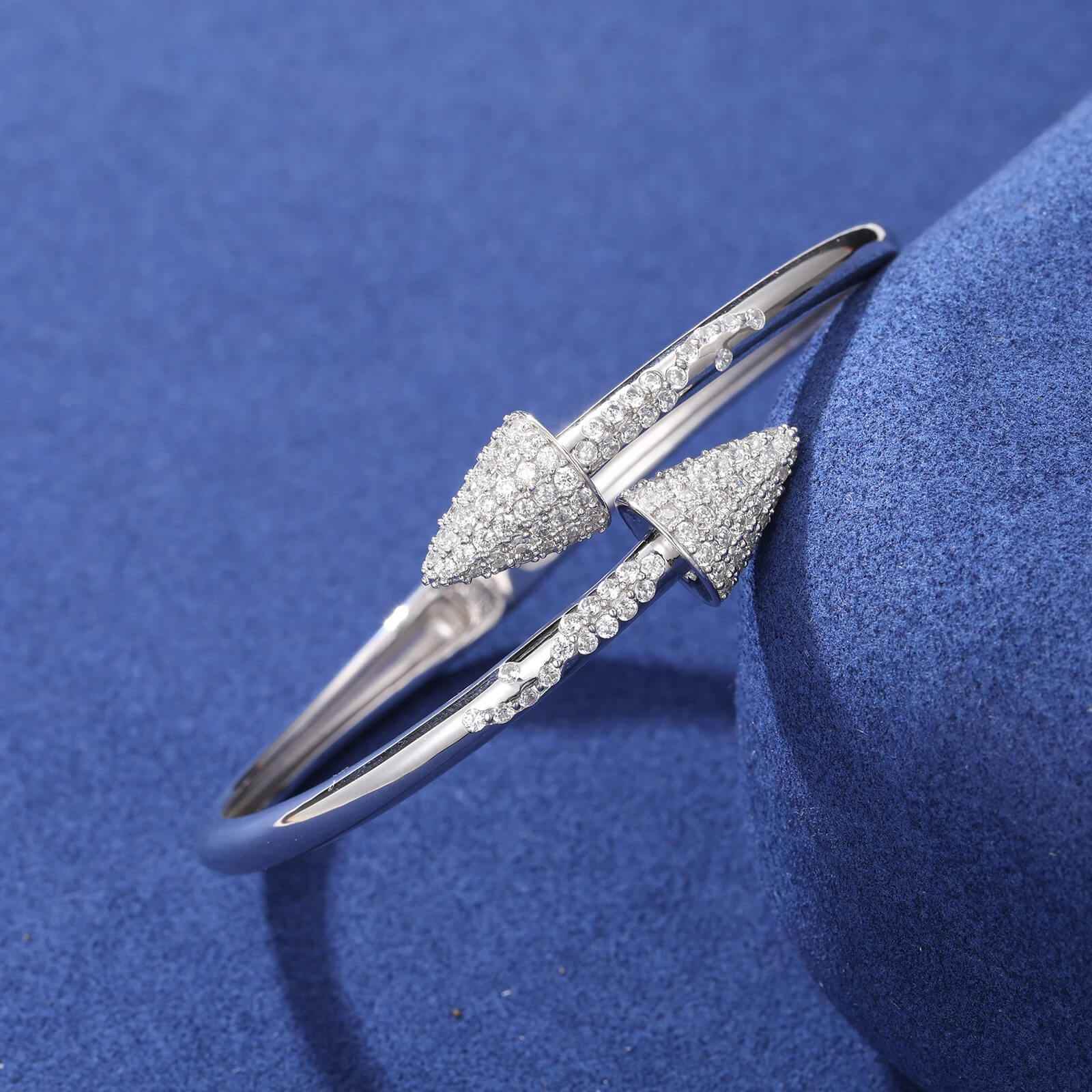 925 Iced Out Arrow Cuff Bracelet - RIYOVA Jewelry