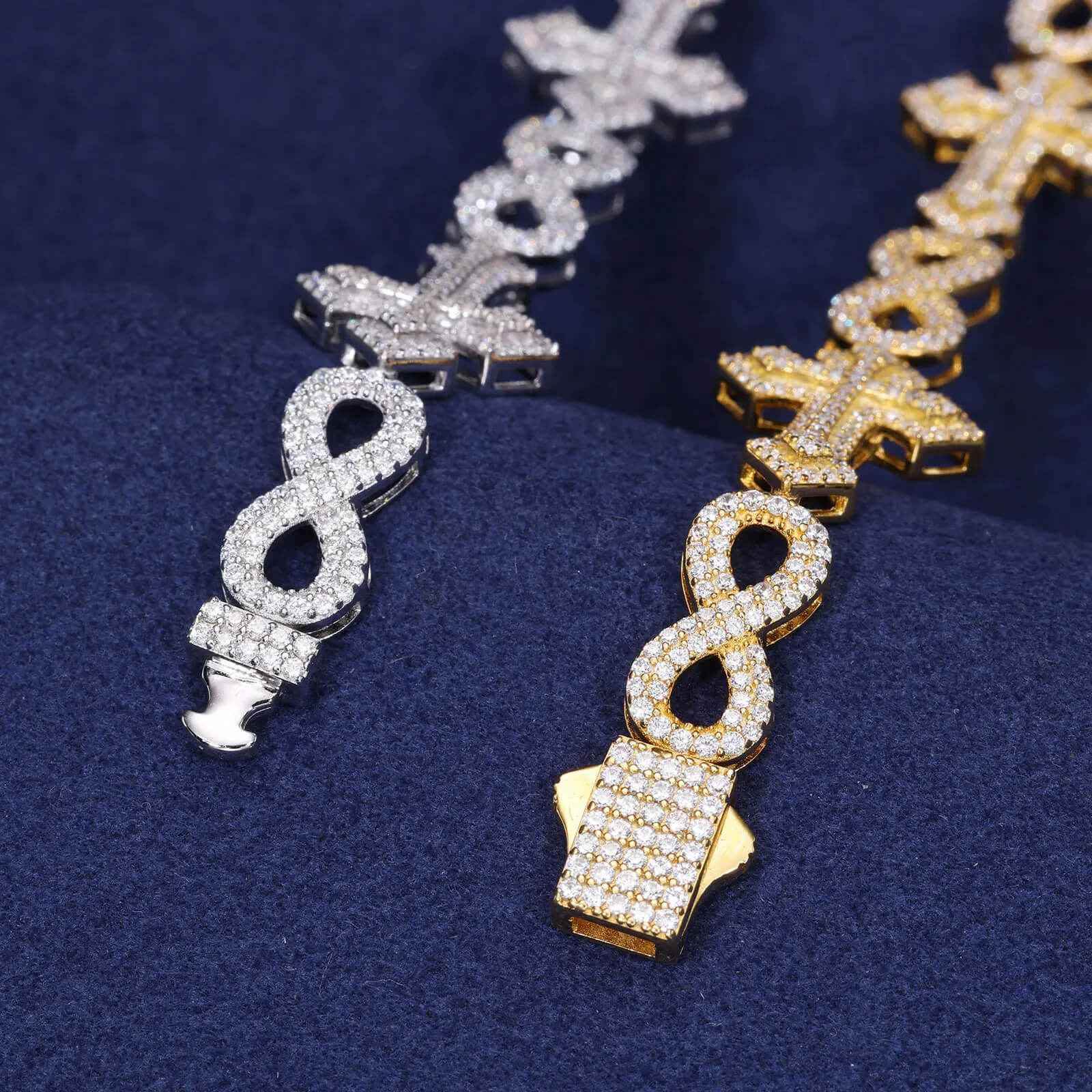 925 Iced Out Infinity Cross Bracelet - RIYOVA Jewelry