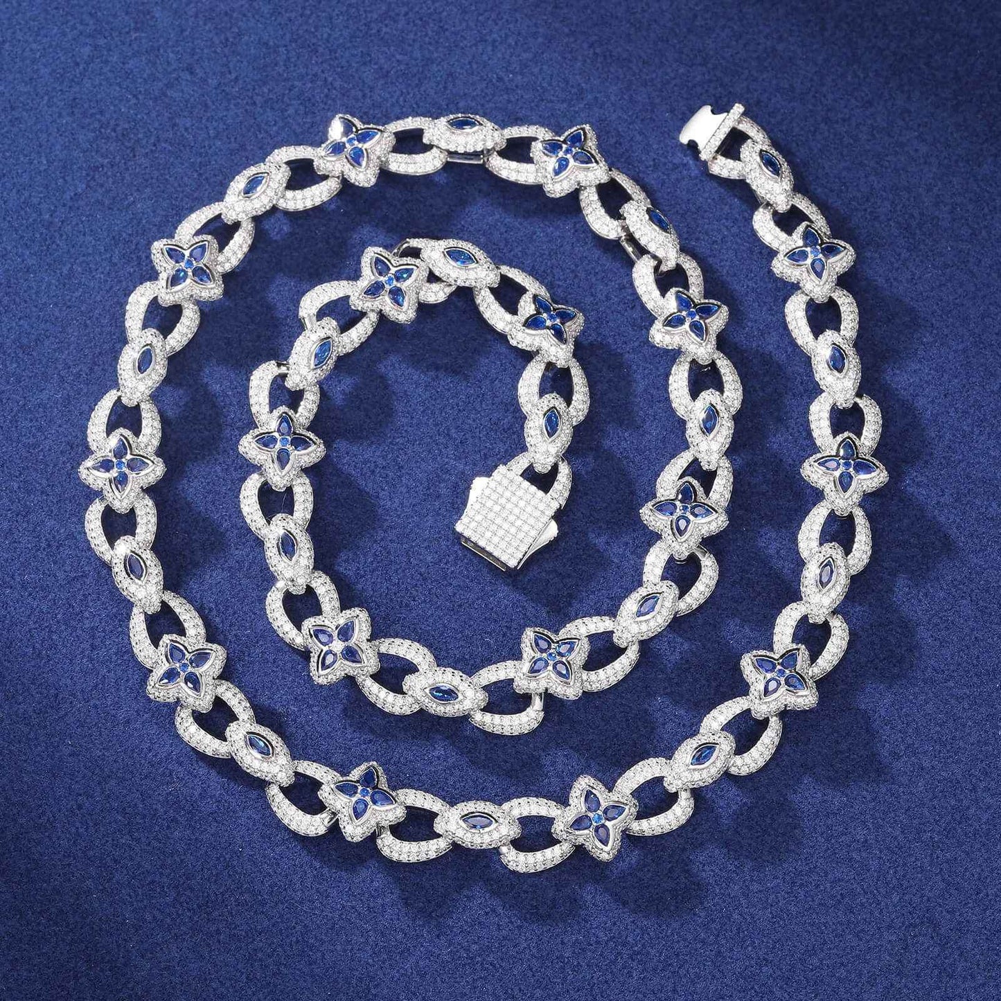 925 Iced Out Flower Eye Cuban Link Necklace – CZ Edition - RIYOVA Jewelry
