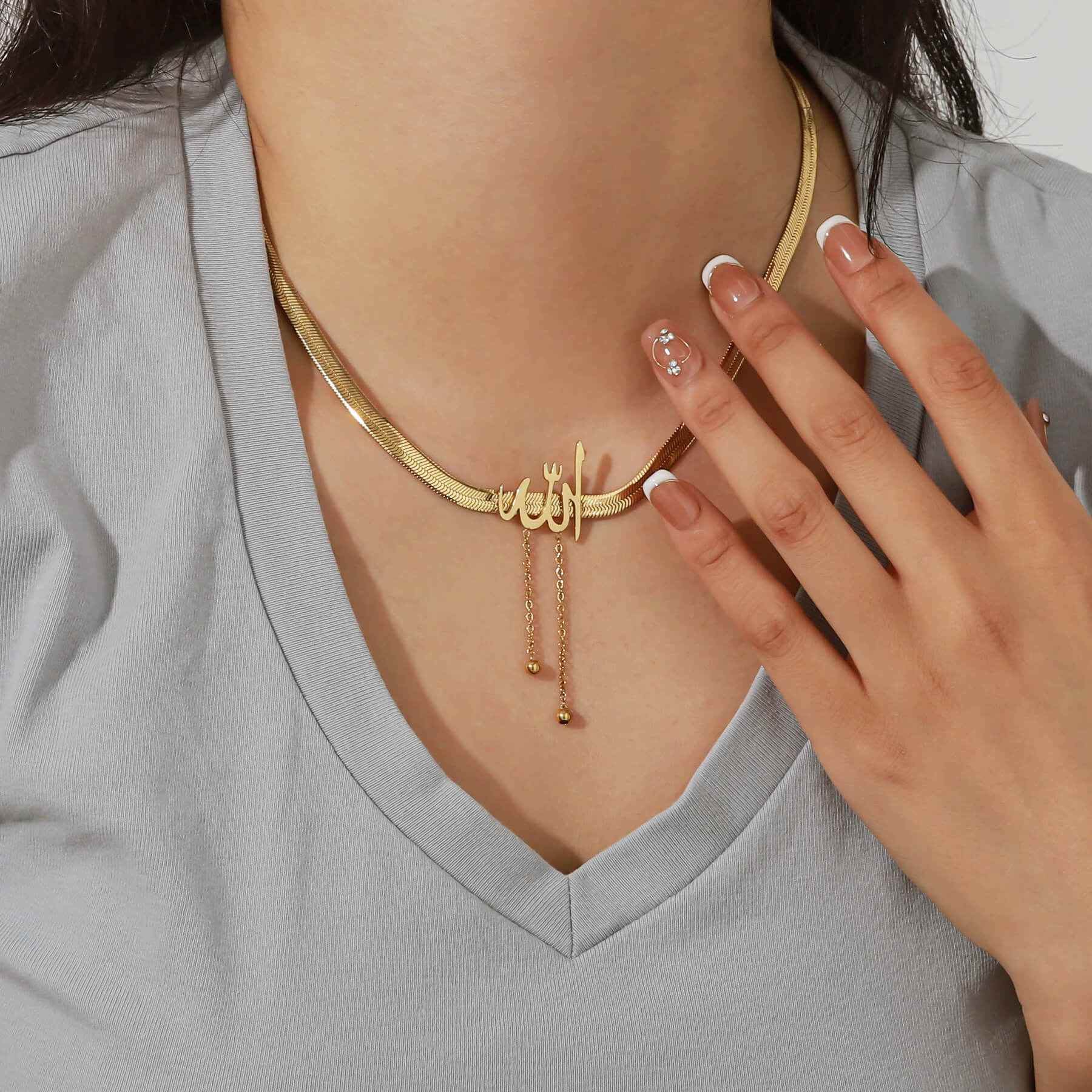 Spiritual Arabic Necklace – ‘Allah’ Calligraphy Pendant - RIYOVA Jewelry