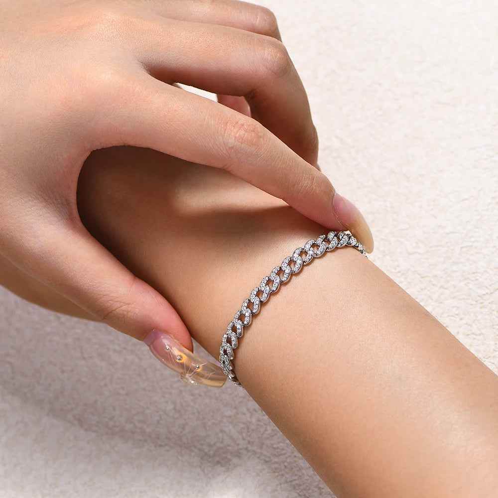 Monika Moissanite Cuba Bracelet - RIYOVA Jewelry