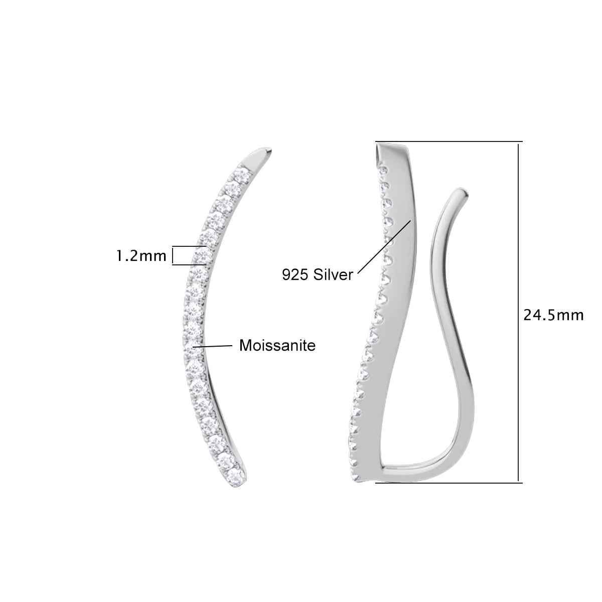 Crescia Moissanite Ear Cuffs - RIYOVA Jewelry