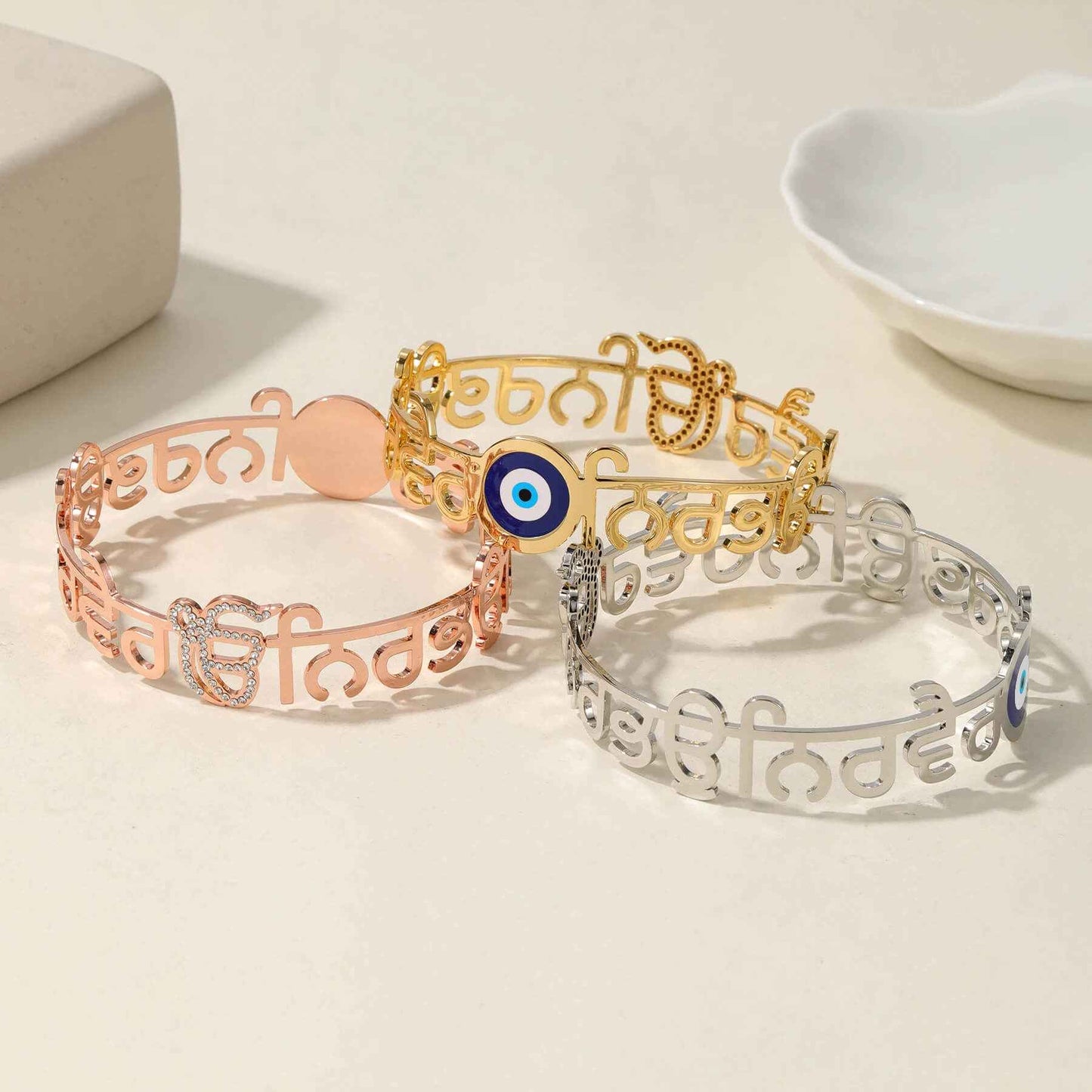 Ek Onkar Evil Eye Bracelet Rose Gold Plated