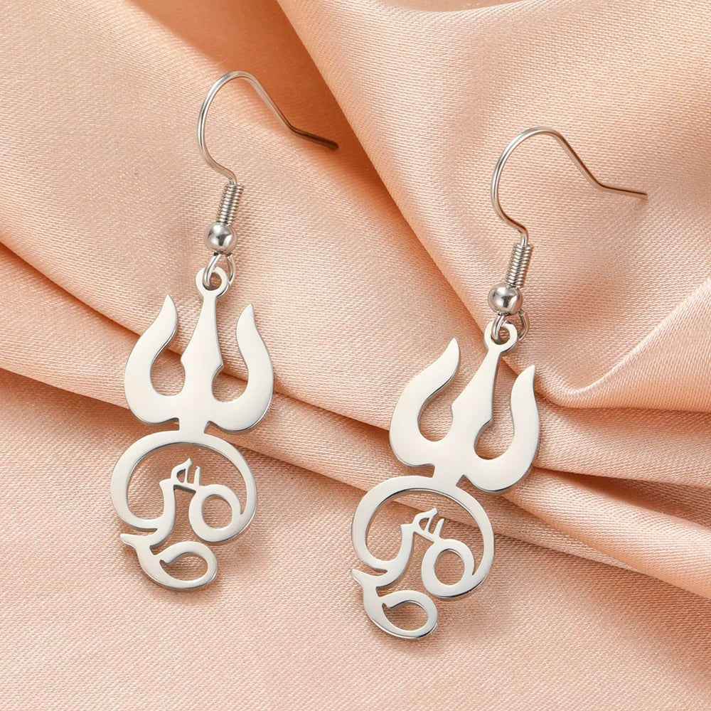 Tamil Om Trident Shiva Earrings - RIYOVA Jewelry