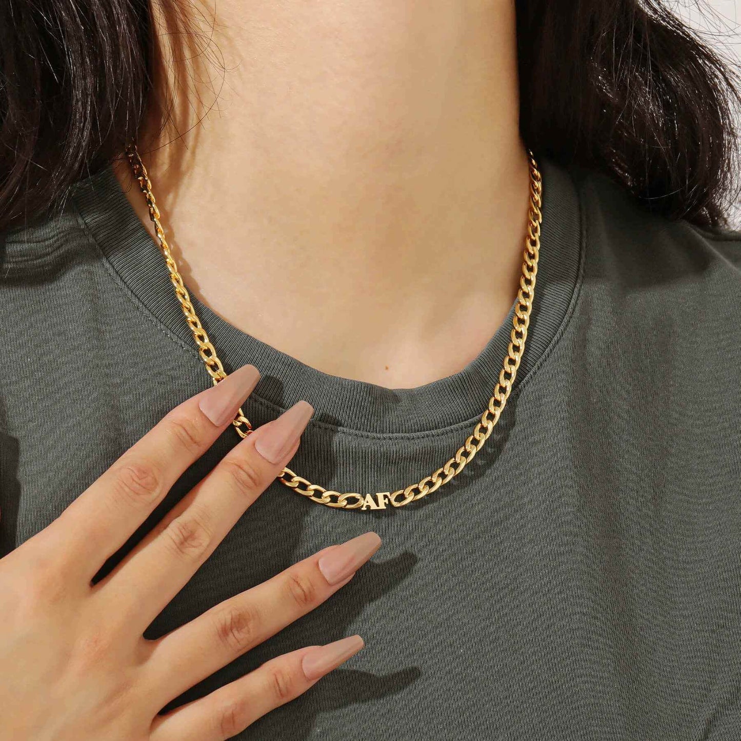 Welded Letter Cuban Chain Necklace - RIYOVA Jewelry