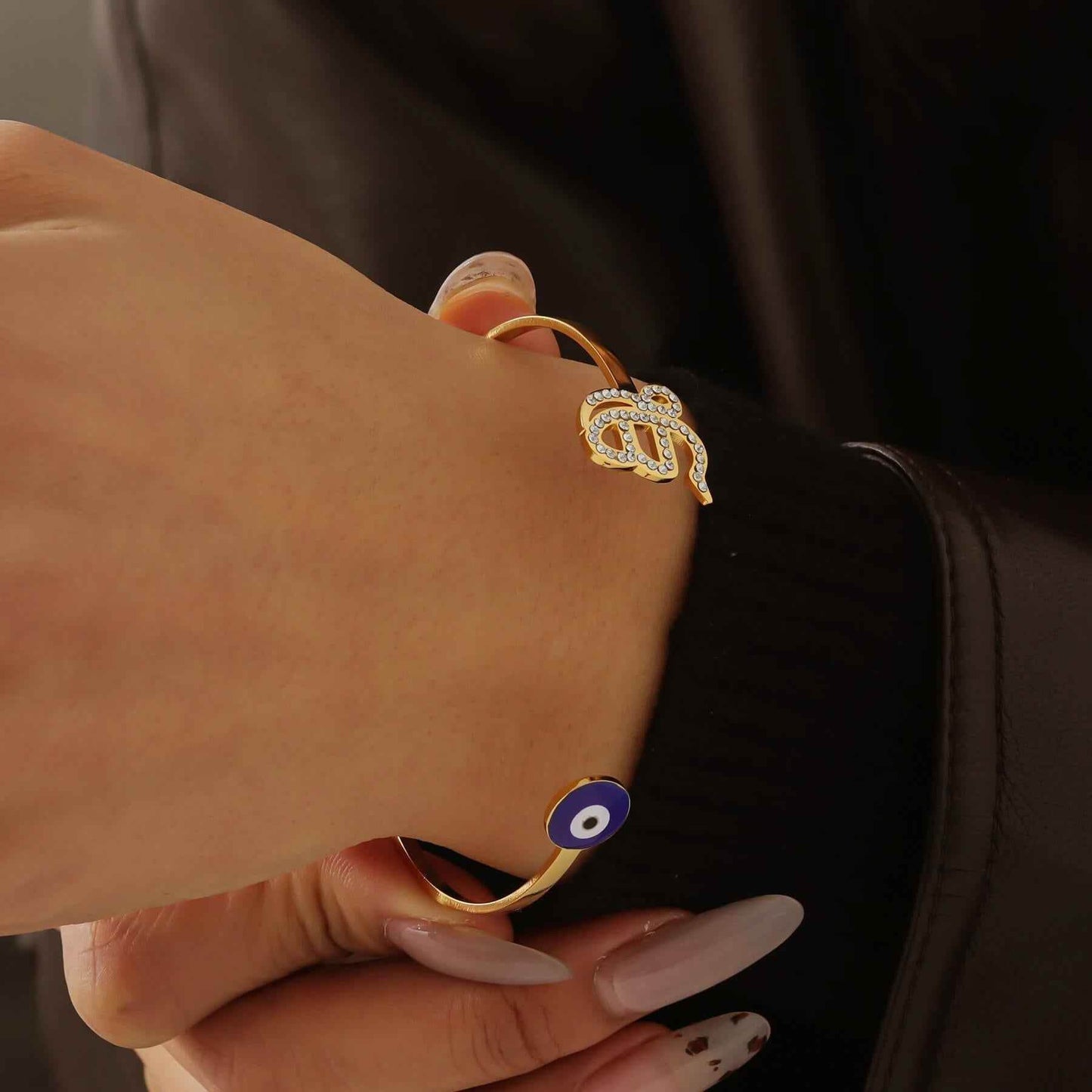 Ek Onkar Evil Eye Cuff Bracelet - RIYOVA Jewelry