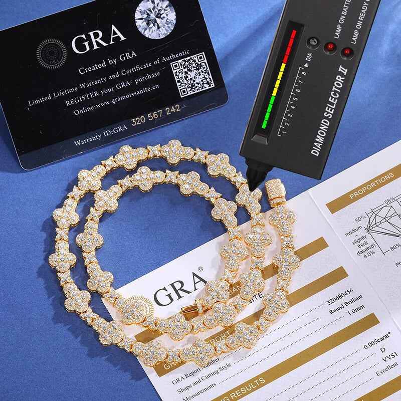 925 Iced Out Cross Star Tennis Chain – Moissanite Edition - RIYOVA Jewelry