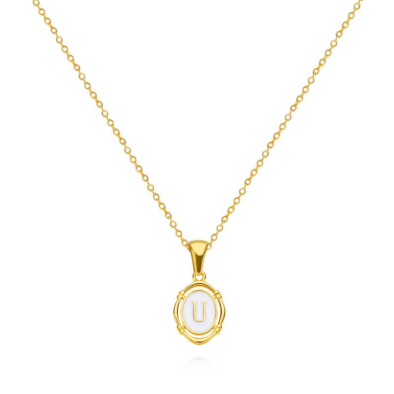 Emma Initial Pendant Necklace 18k Gold Plated U