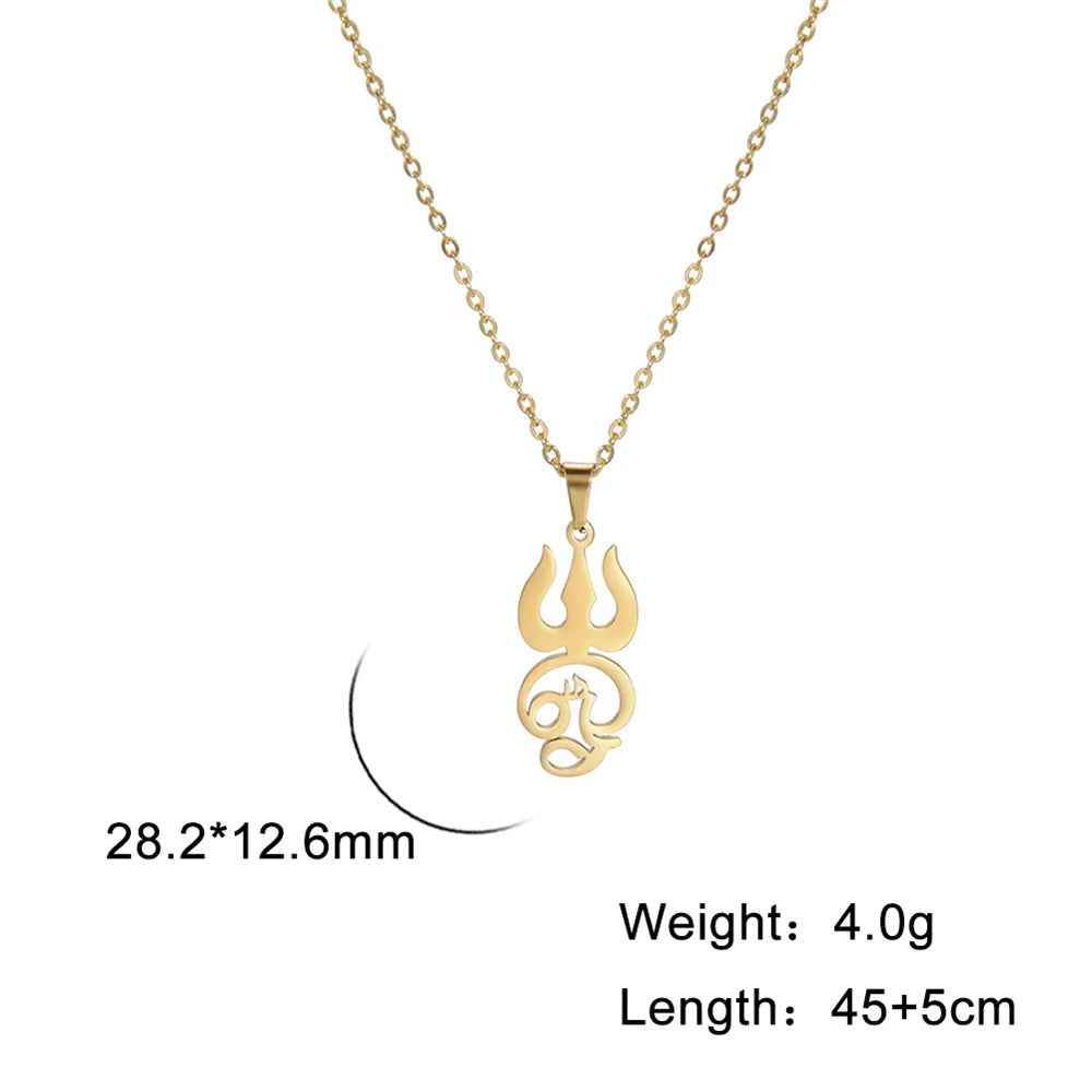 Tamil Om Trident Shiva Necklace - RIYOVA Jewelry