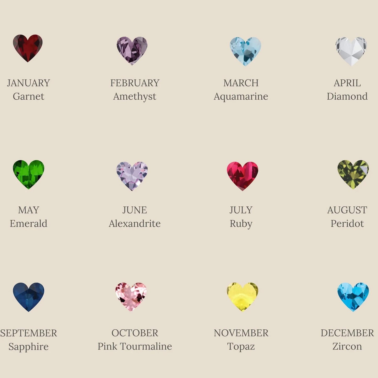 Birthstone Heart Necklace