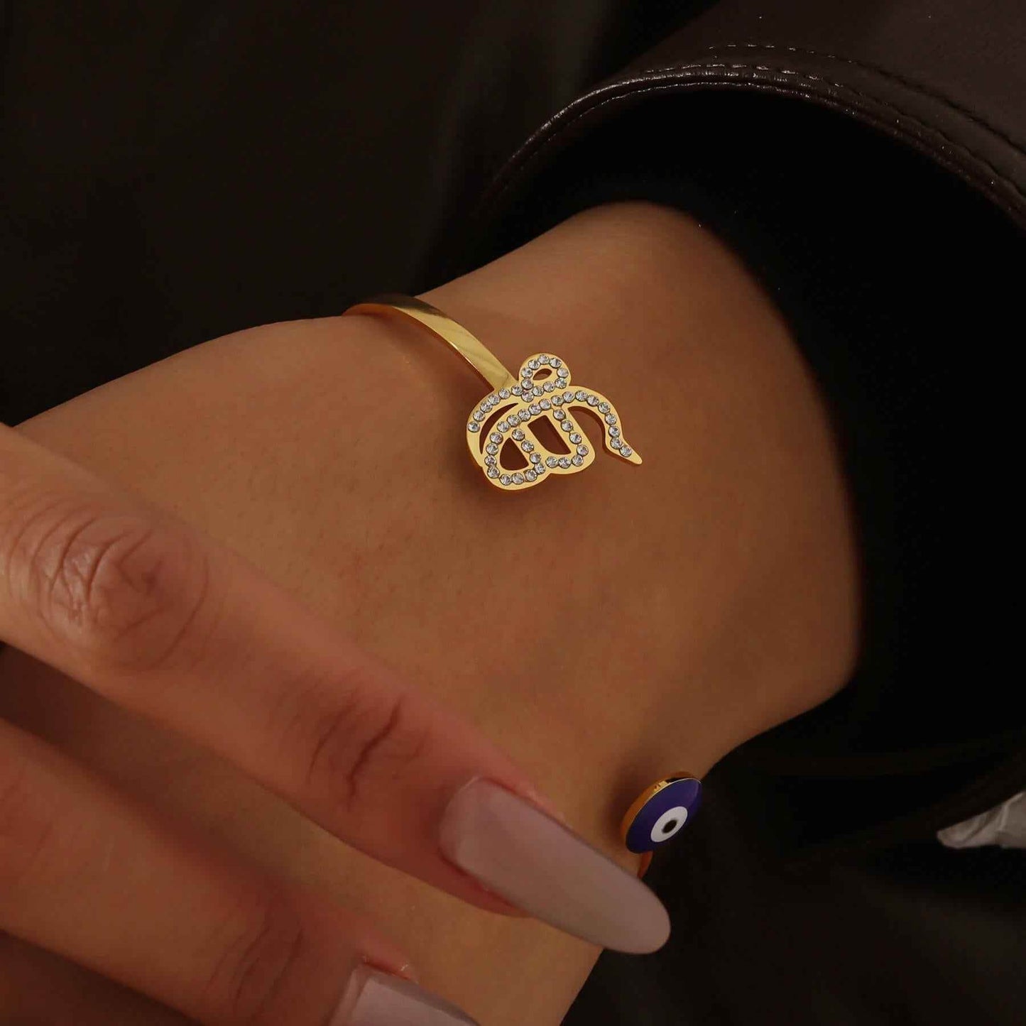 Ek Onkar Evil Eye Cuff Bracelet - RIYOVA Jewelry