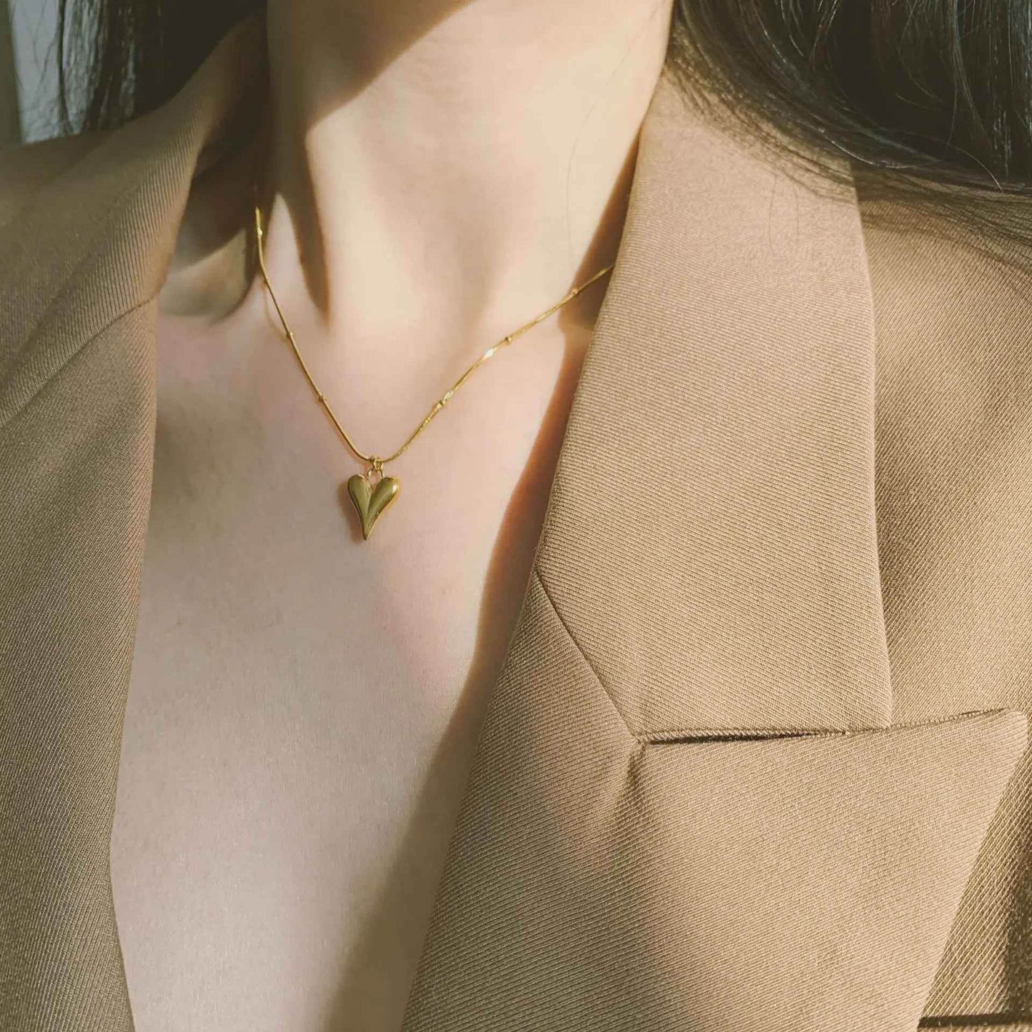 Dainty Peach Heart Necklace - RIYOVA Jewelry