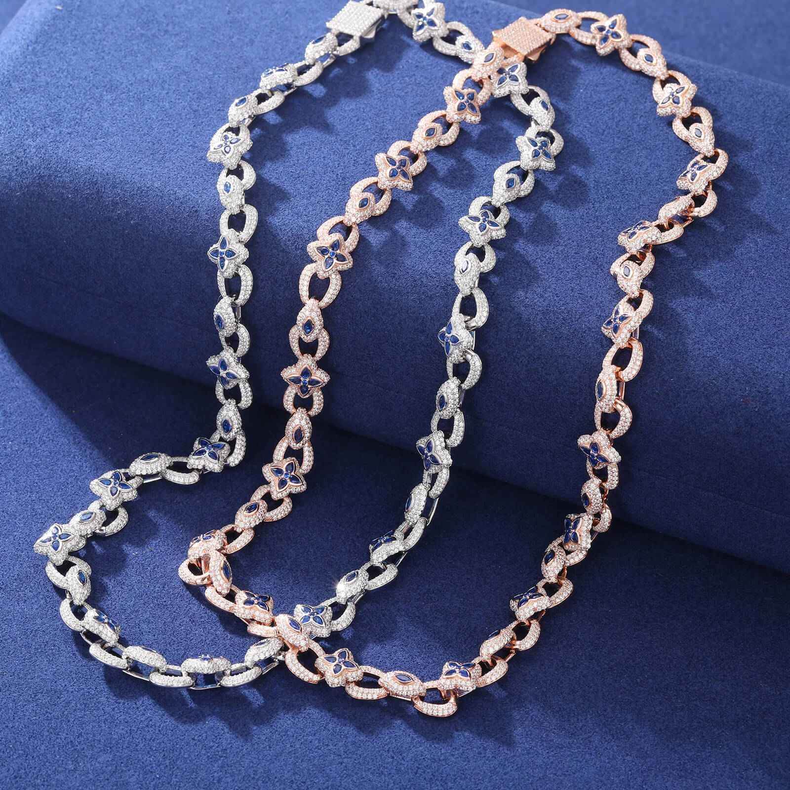 925 Iced Out Flower Eye Cuban Link Necklace – CZ Edition - RIYOVA Jewelry