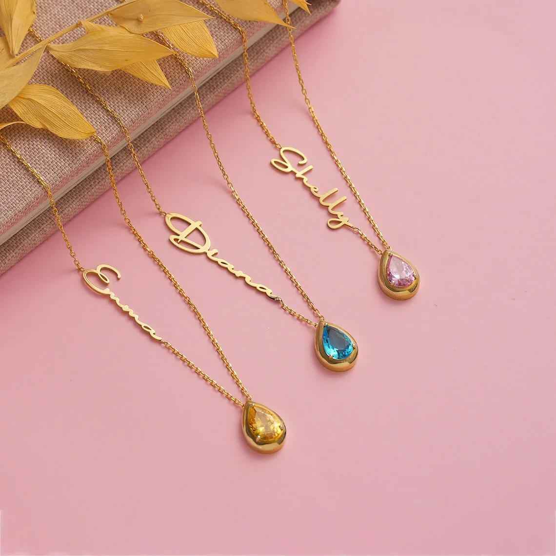 Custom Alexandrite Birthstone Name Necklace - RIYOVA Jewelry