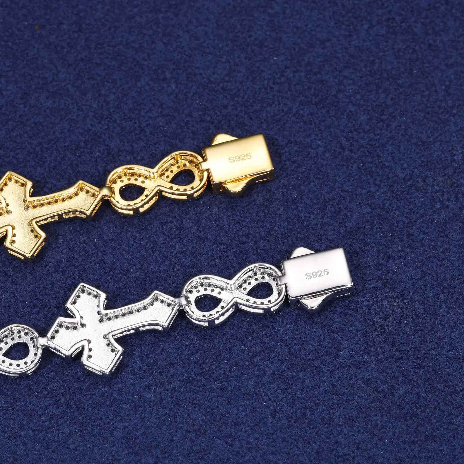 925 Iced Out Infinity Cross Bracelet - RIYOVA Jewelry