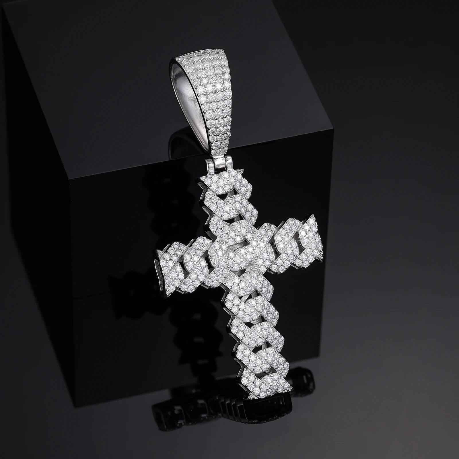 925 Iced Out Hip Hop Criss Pendant - RIYOVA Jewelry