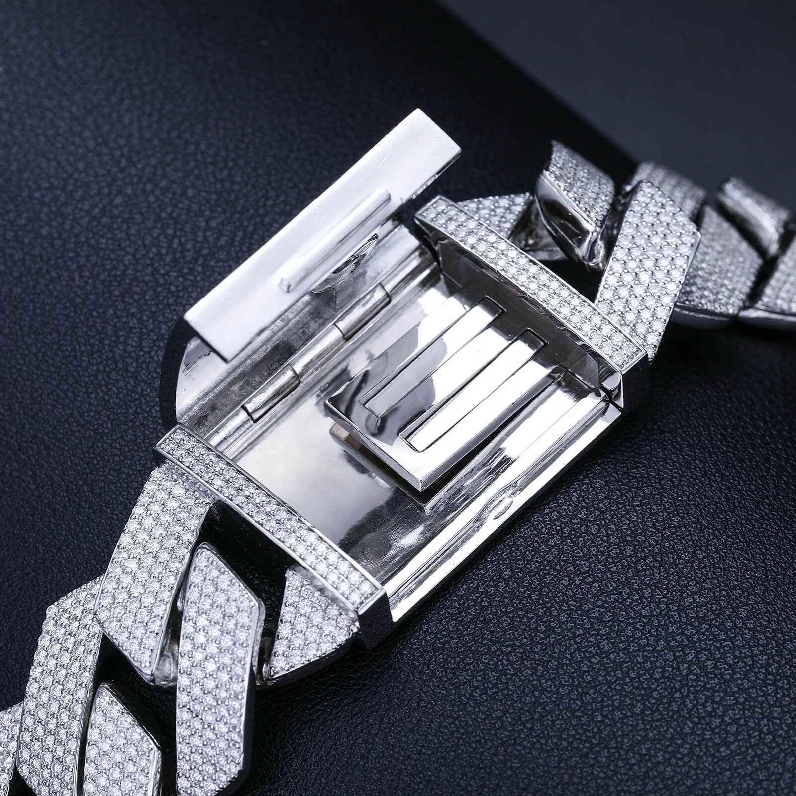 925 Iced Out Heavy Rhombus Cuban Link Necklace – Moissanite Edition - RIYOVA Jewelry