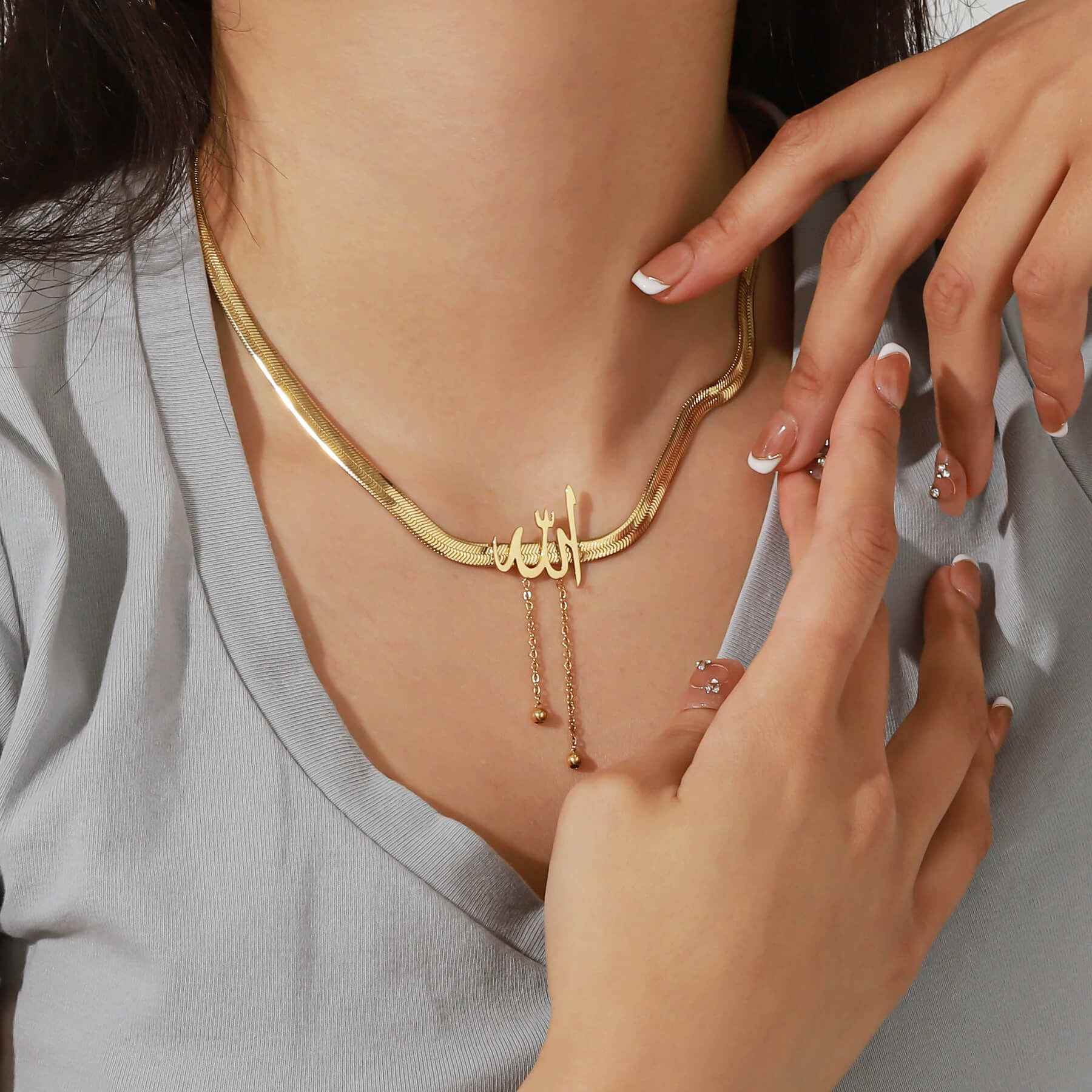 Spiritual Arabic Necklace – ‘Allah’ Calligraphy Pendant - RIYOVA Jewelry