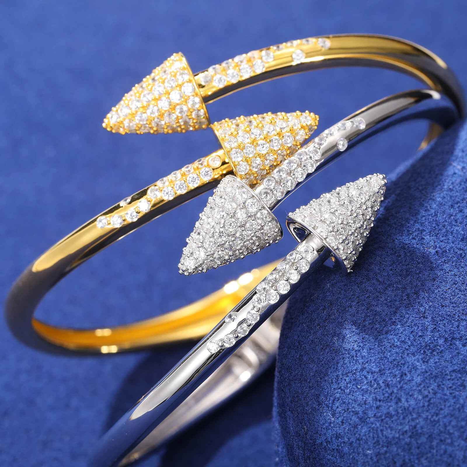 925 Iced Out Arrow Cuff Bracelet - RIYOVA Jewelry