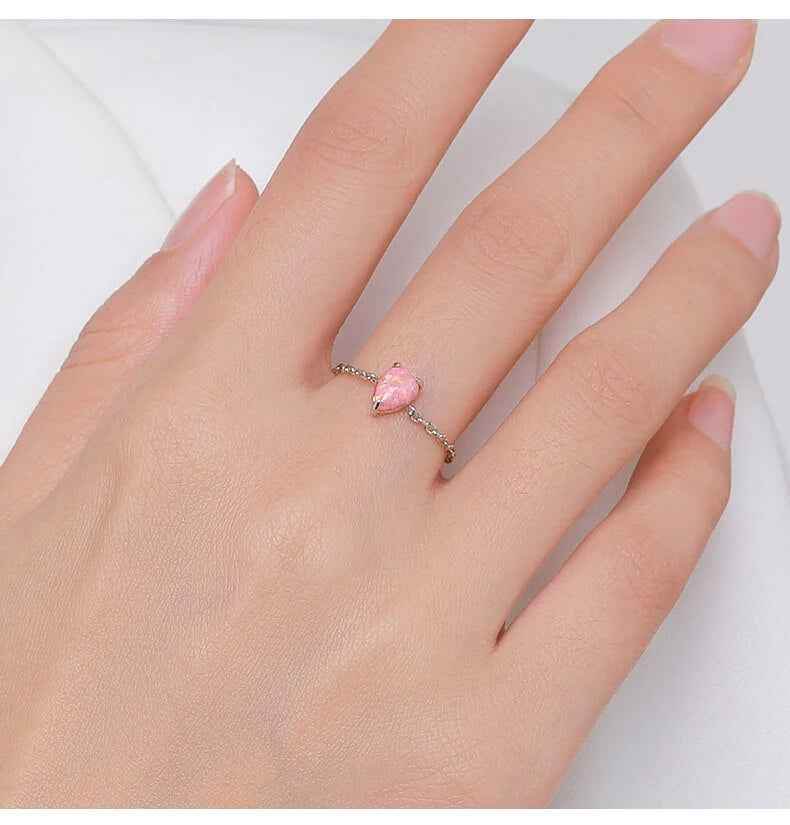 Stellar Drop Opal Chain Ring - RIYOVA Jewelry