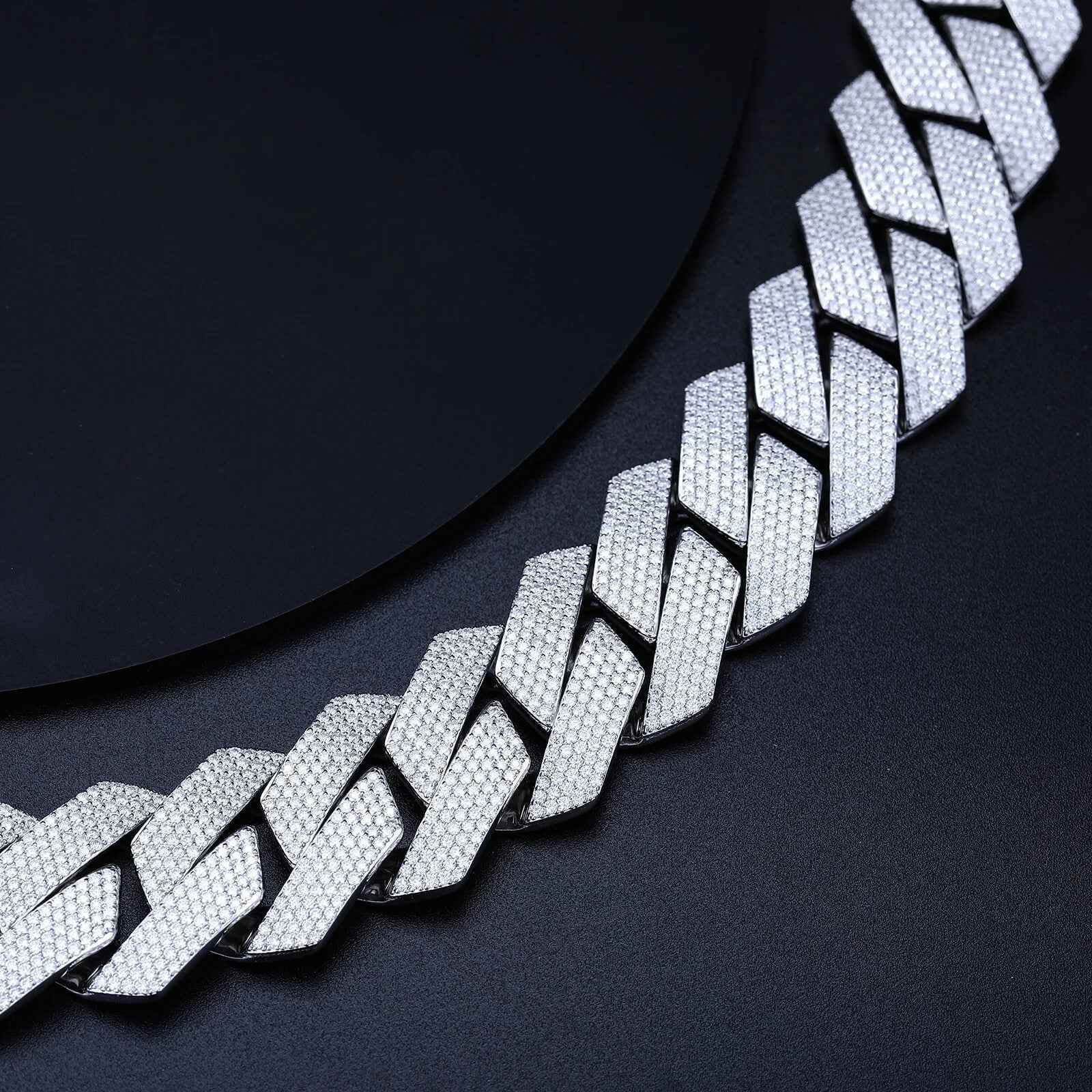 925 Iced Out Heavy Rhombus Cuban Link Necklace – Moissanite Edition - RIYOVA Jewelry