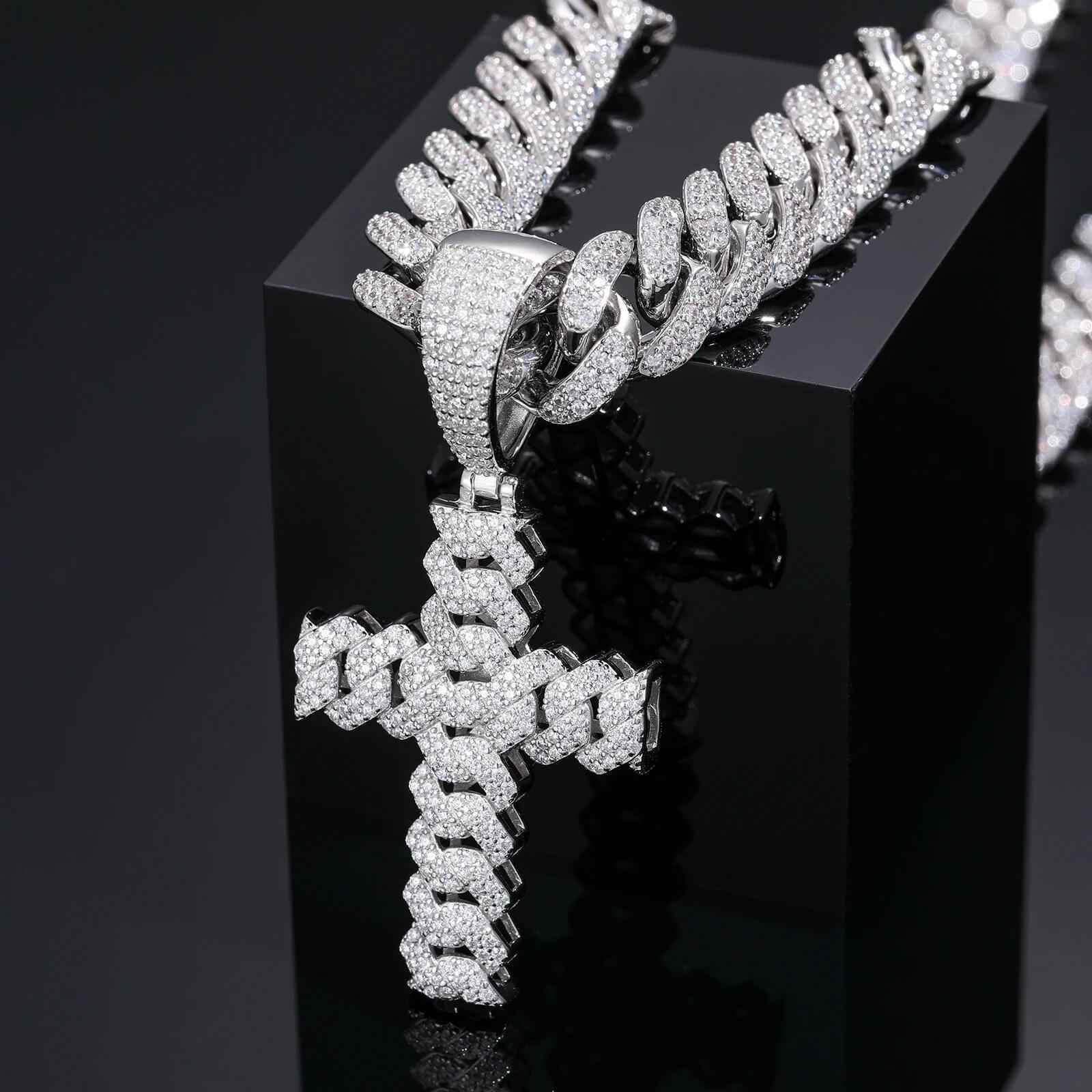 925 Iced Out Hip Hop Criss Pendant - RIYOVA Jewelry