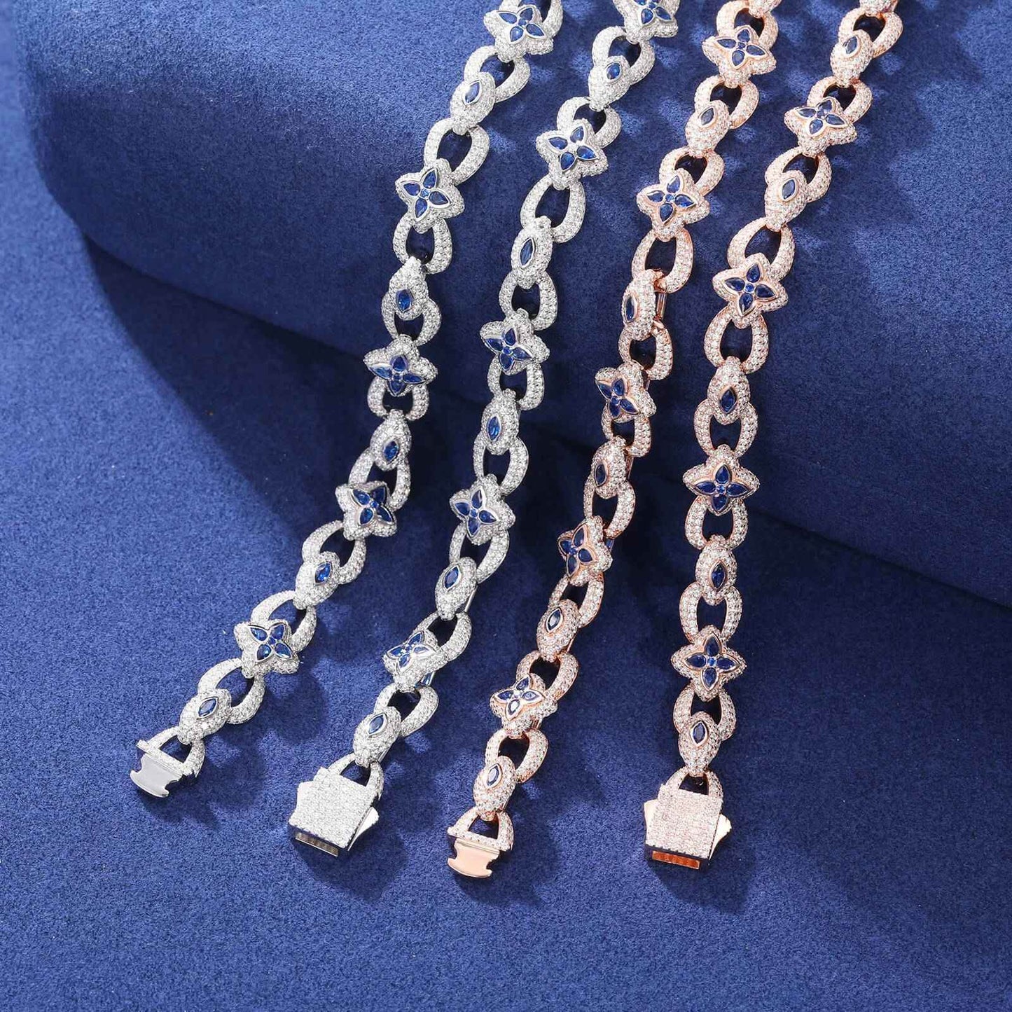 925 Iced Out Flower Eye Cuban Link Necklace – CZ Edition - RIYOVA Jewelry