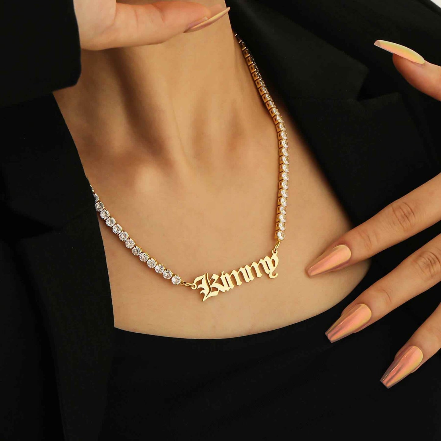 Vintage Custom Name Zirconia Necklace - RIYOVA Jewelry