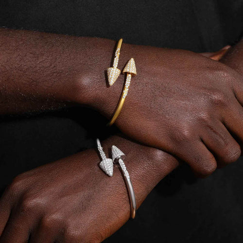 925 Iced Out Arrow Cuff Bracelet - RIYOVA Jewelry