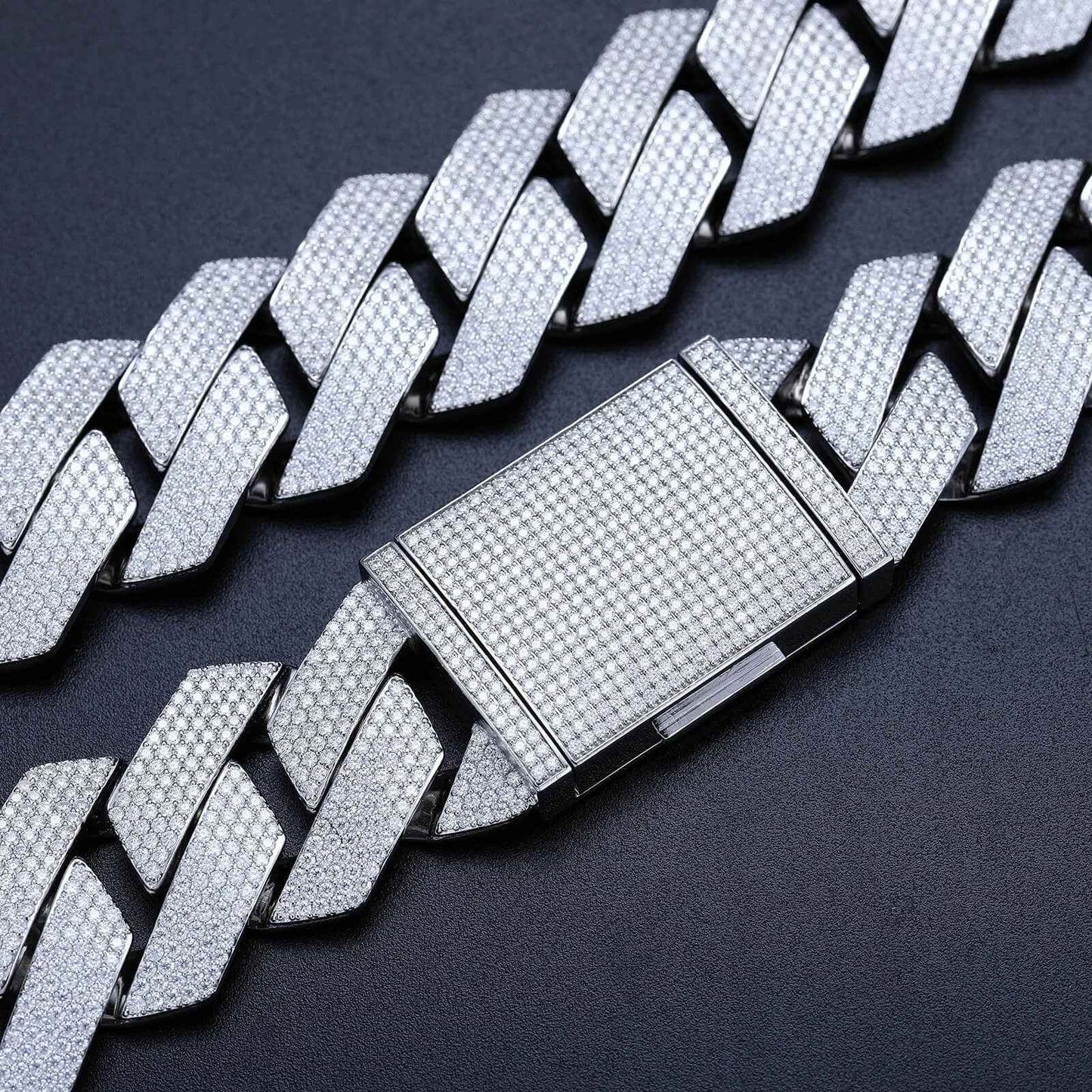 925 Iced Out Heavy Rhombus Cuban Link Necklace – Moissanite Edition - RIYOVA Jewelry