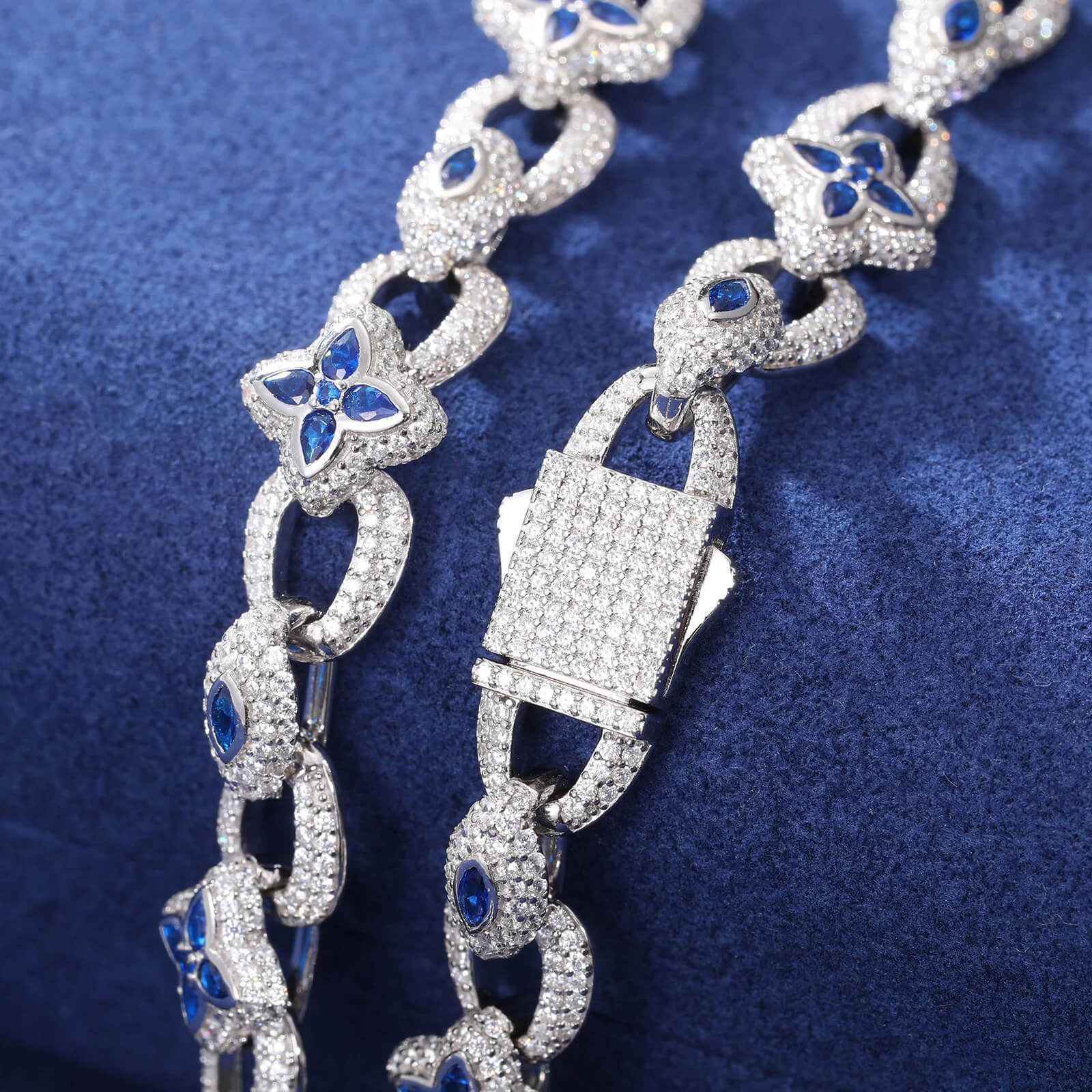 925 Iced Out Flower Eye Cuban Link Necklace – CZ Edition - RIYOVA Jewelry