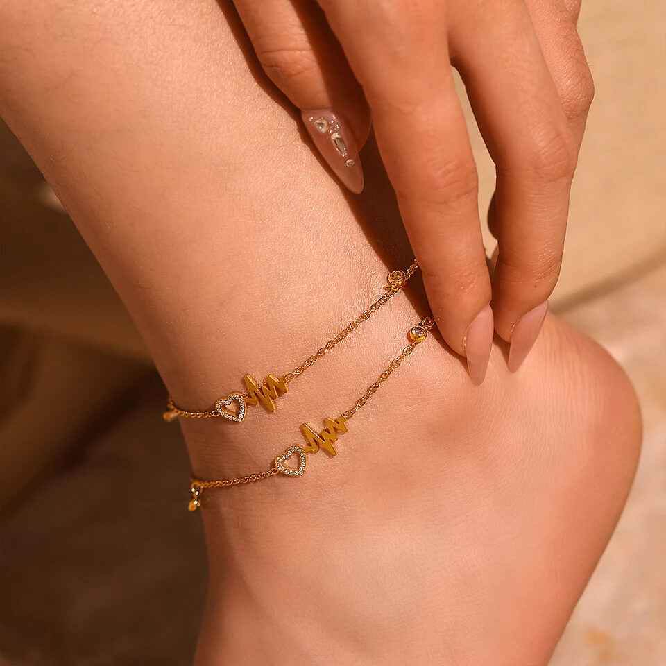 Amora Heart Anklets - RIYOVA Jewelry