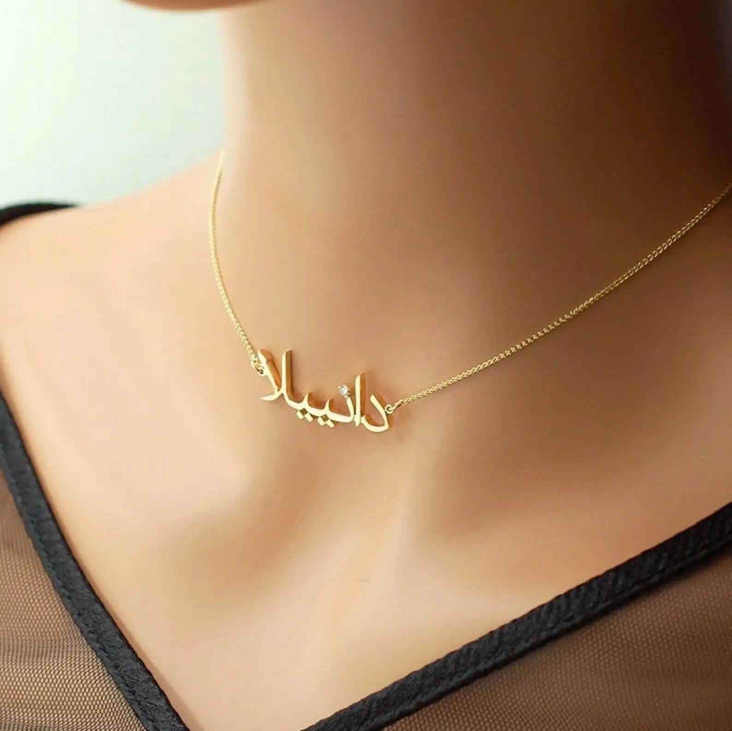 Custom Arabic Zirconia Necklace - RIYOVA Jewelry