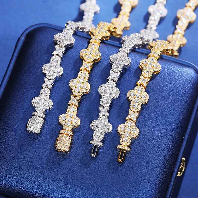 925 Iced Out Cross Star Tennis Chain – Moissanite Edition - RIYOVA Jewelry