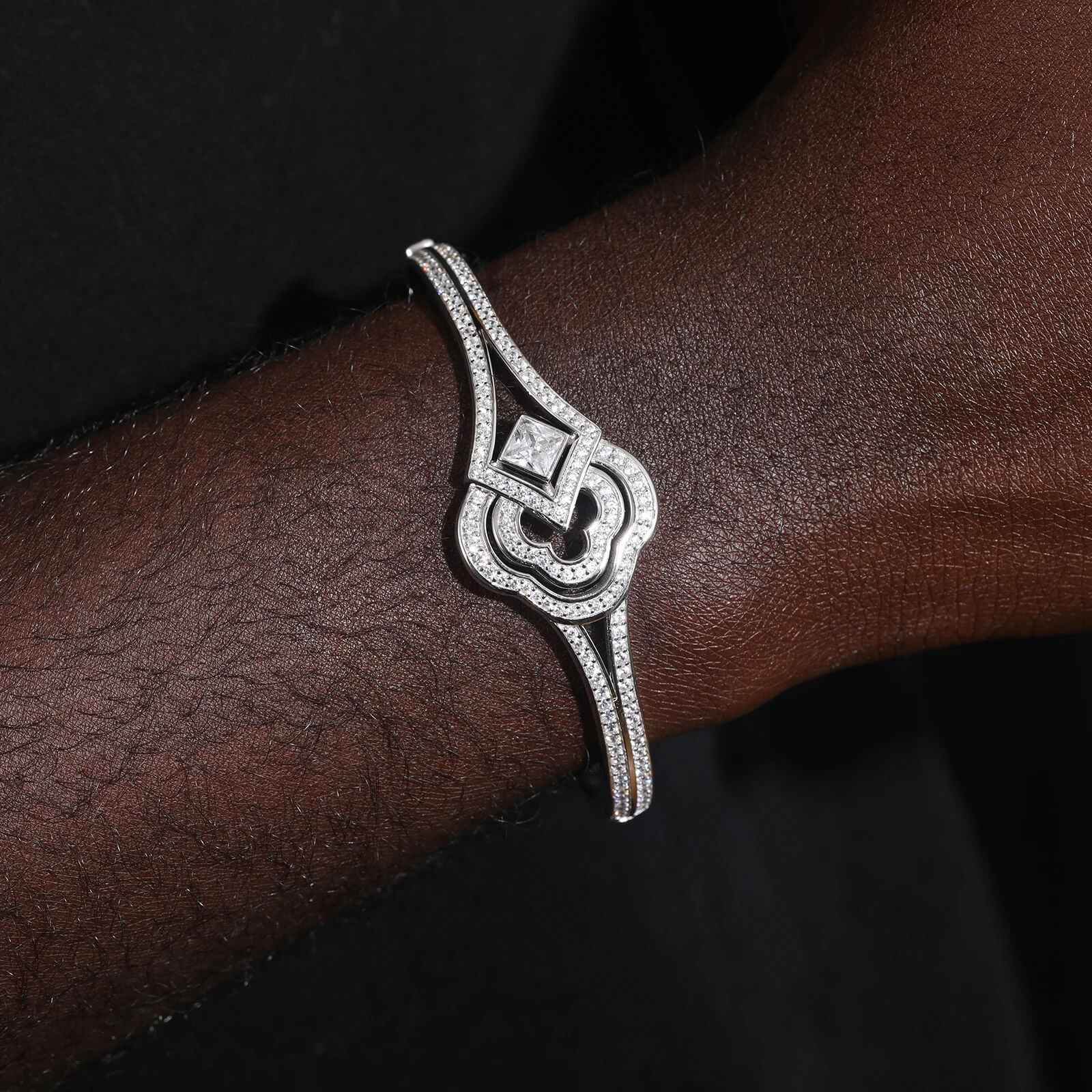 925 Iced Out Clover Bracelet - RIYOVA Jewelry