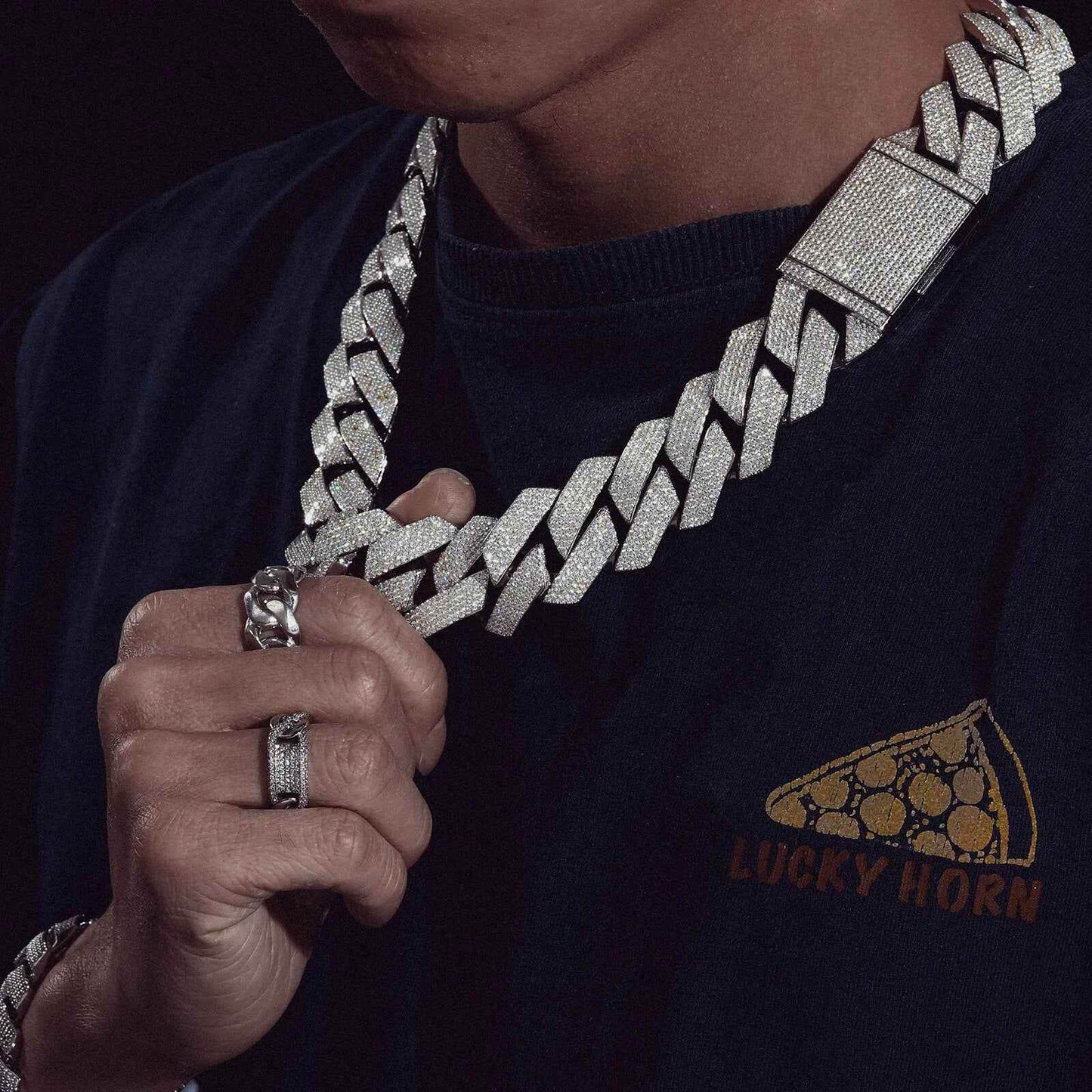 925 Iced Out Heavy Rhombus Cuban Link Necklace – Moissanite Edition - RIYOVA Jewelry