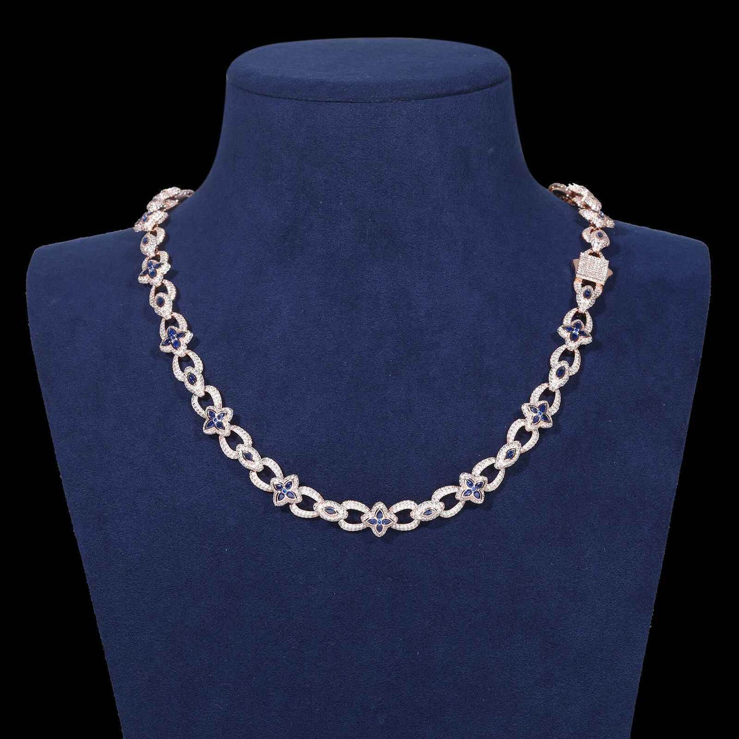 925 Iced Out Flower Eye Cuban Link Necklace – CZ Edition - RIYOVA Jewelry