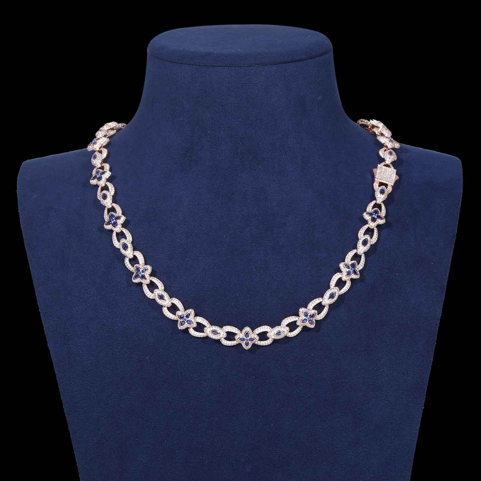 925 Iced Out Flower Eye Cuban Link Necklace – CZ Edition - RIYOVA Jewelry