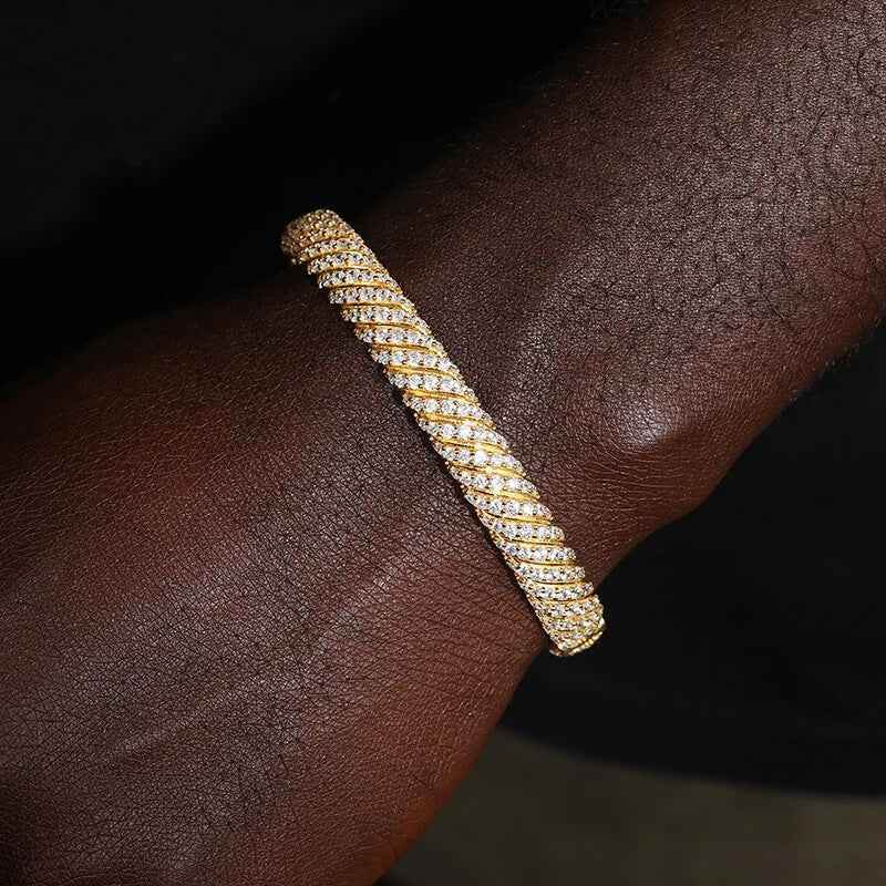 925 Iced Out Twist Bracelet - RIYOVA Jewelry