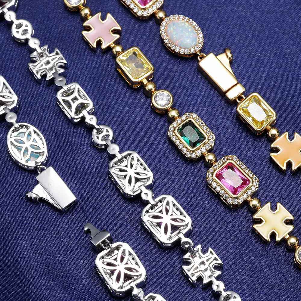 Iced Out Enamel Cross Chain - RIYOVA Jewelry