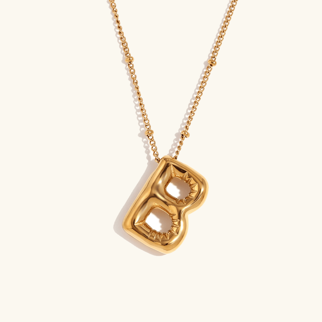 Balloon Initial Pendant Necklace 18k Gold Plated B