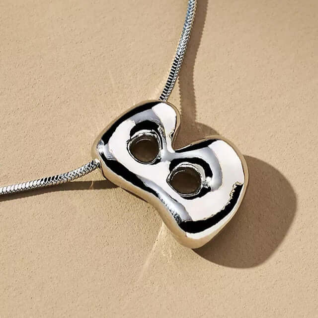 Yumi Bubble Initial Necklace Silver Plated B