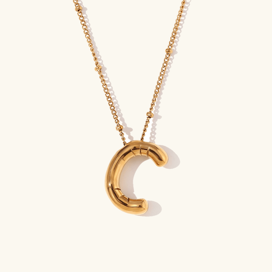 Balloon Initial Pendant Necklace 18k Gold Plated C