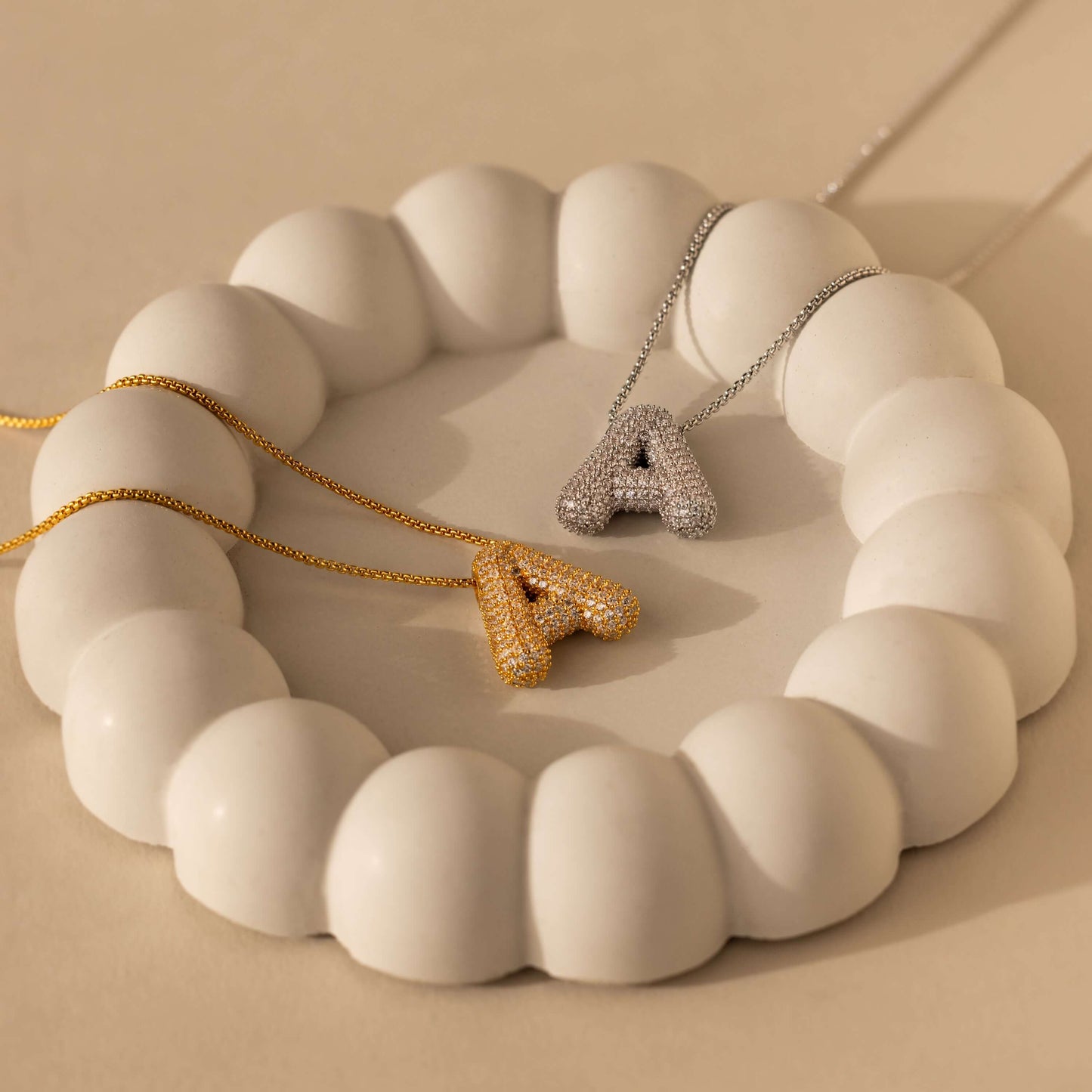 Infinity Puff Letter Necklace