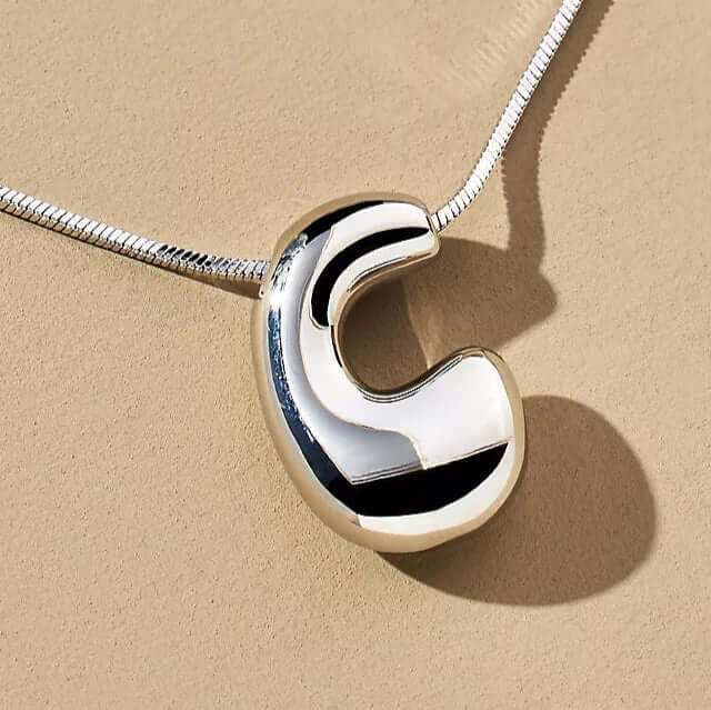 Yumi Bubble Initial Necklace Silver Plated C